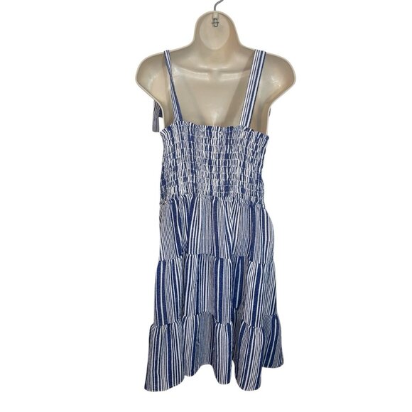 MONTEAU Women's Size Large Tiered Sundress Blue White Stripes - Picture 2 of 12